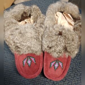 Homemade leather moccasins dusty rose/pink in color size 7
